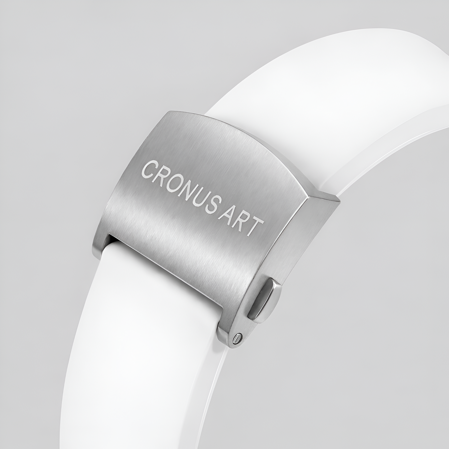 CRONUSART CM09-013 Close-up of a white lamp with 'Cronus Art' branding on a light gray background