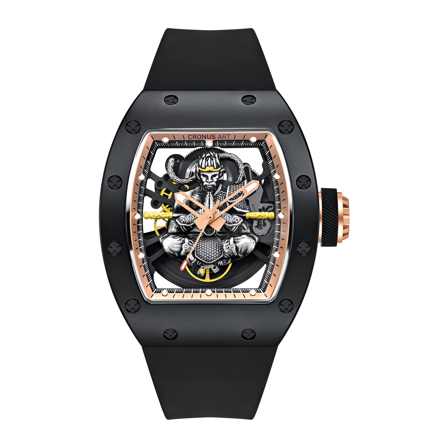 CRONUSART CM09-029 - Men - black skeleton watch