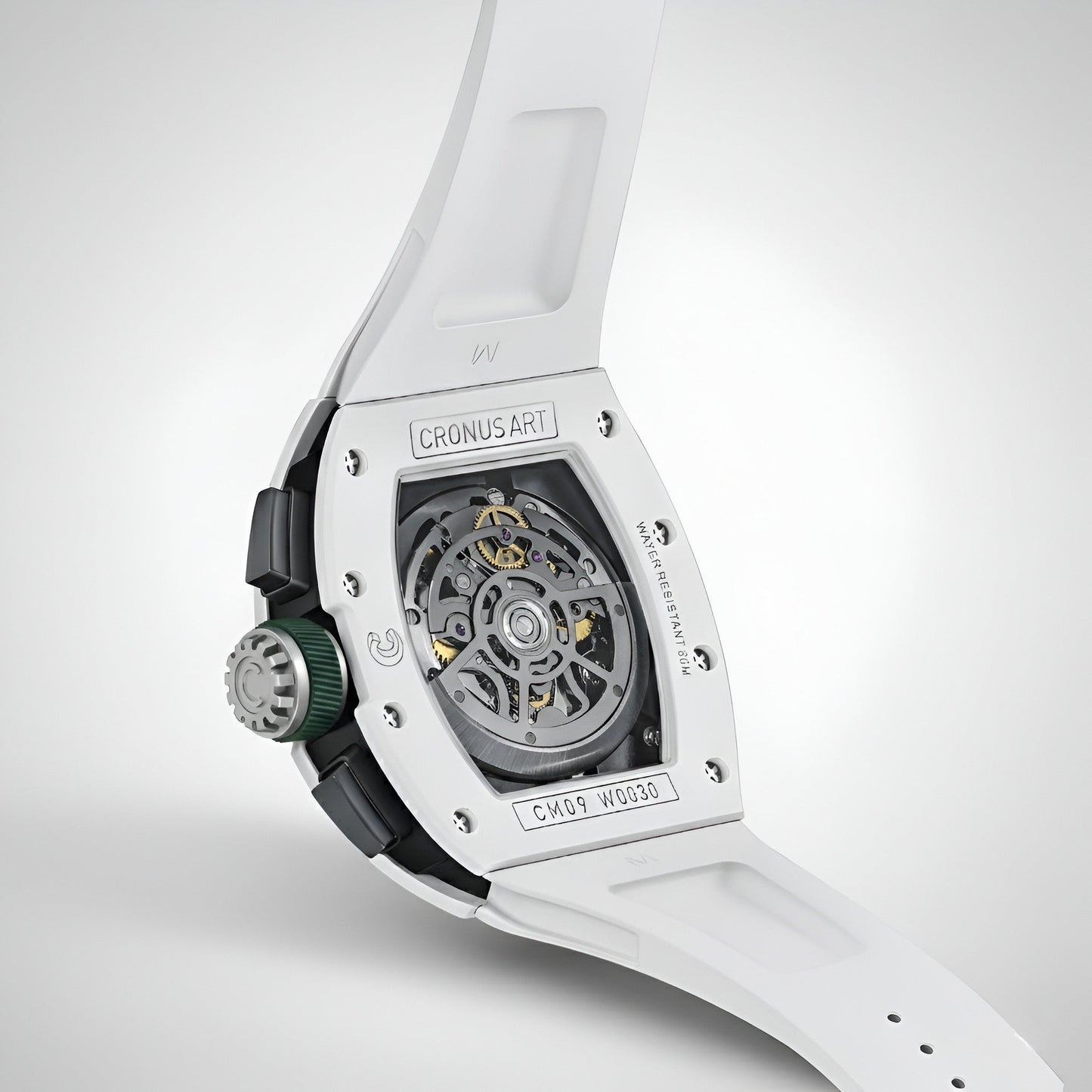 CRONUSART CM09-013 Men’s Automatic Skeleton Chronograph Watch Powerhouse back view, movement
