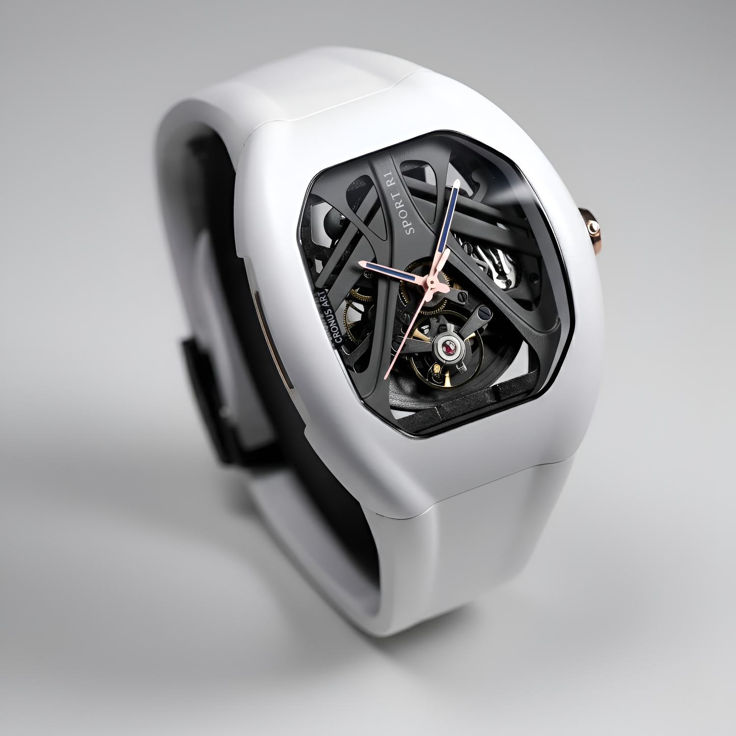 CRONUSART R1-002 - Men’s - angled, white, rose gold