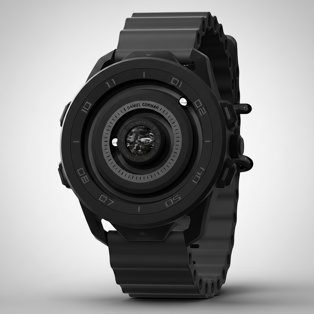 Daniel Gorman DG0525KK - angled view black textured strap