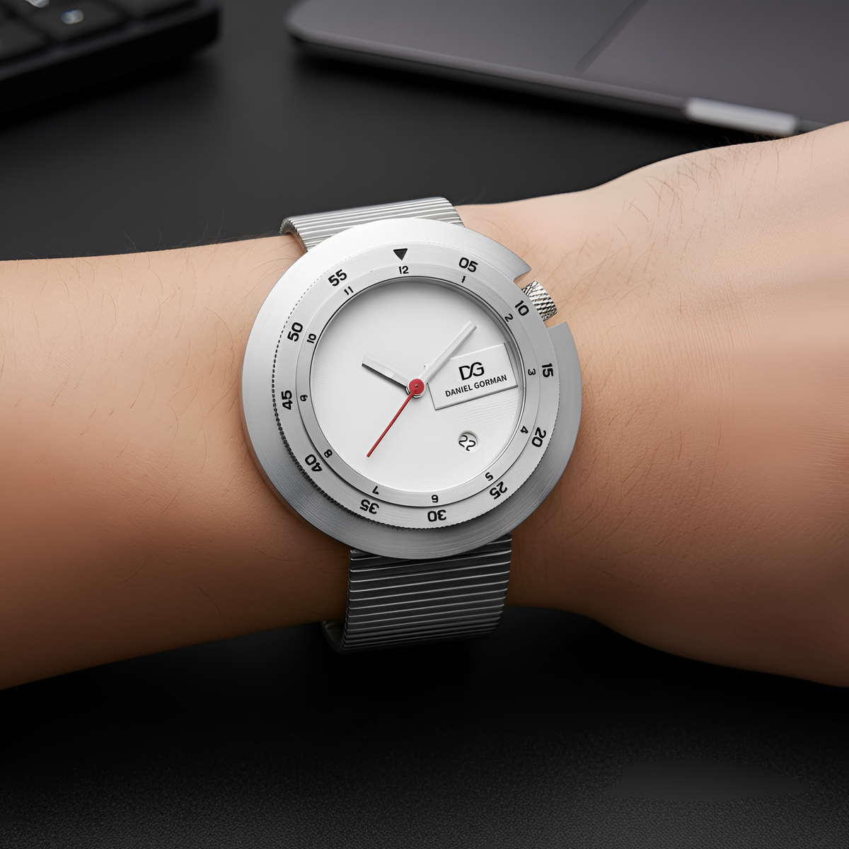 Daniel Gorman DG9317 - Qu - worn on wrist, dark setting