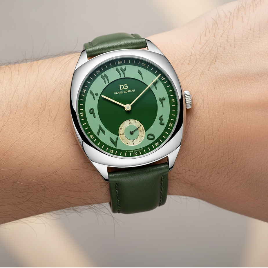 Daniel Gorman DG9520MSG - - on wrist, green leather