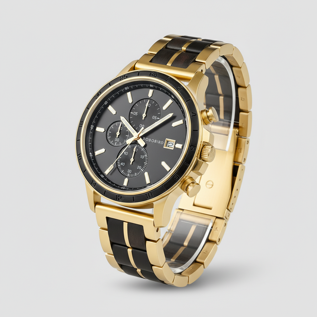 BOBO BIRD GT097 - Mens Ch - gold black wood angled
