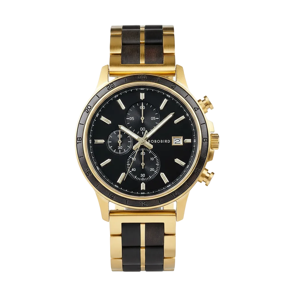 BOBO BIRD GT097 - Mens Ch - gold black wood front