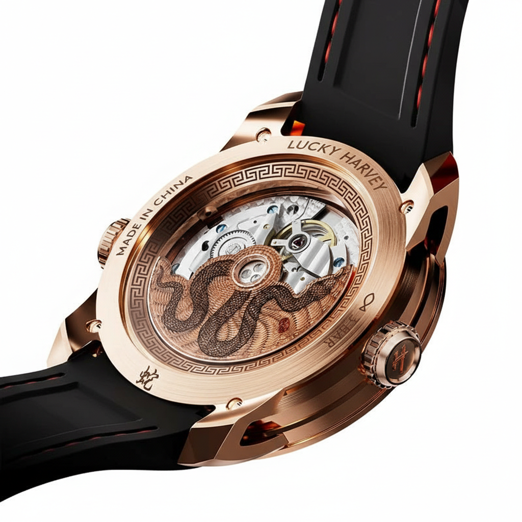 Lucky Harvey ZLS501 - Aut - case back, movement, snake