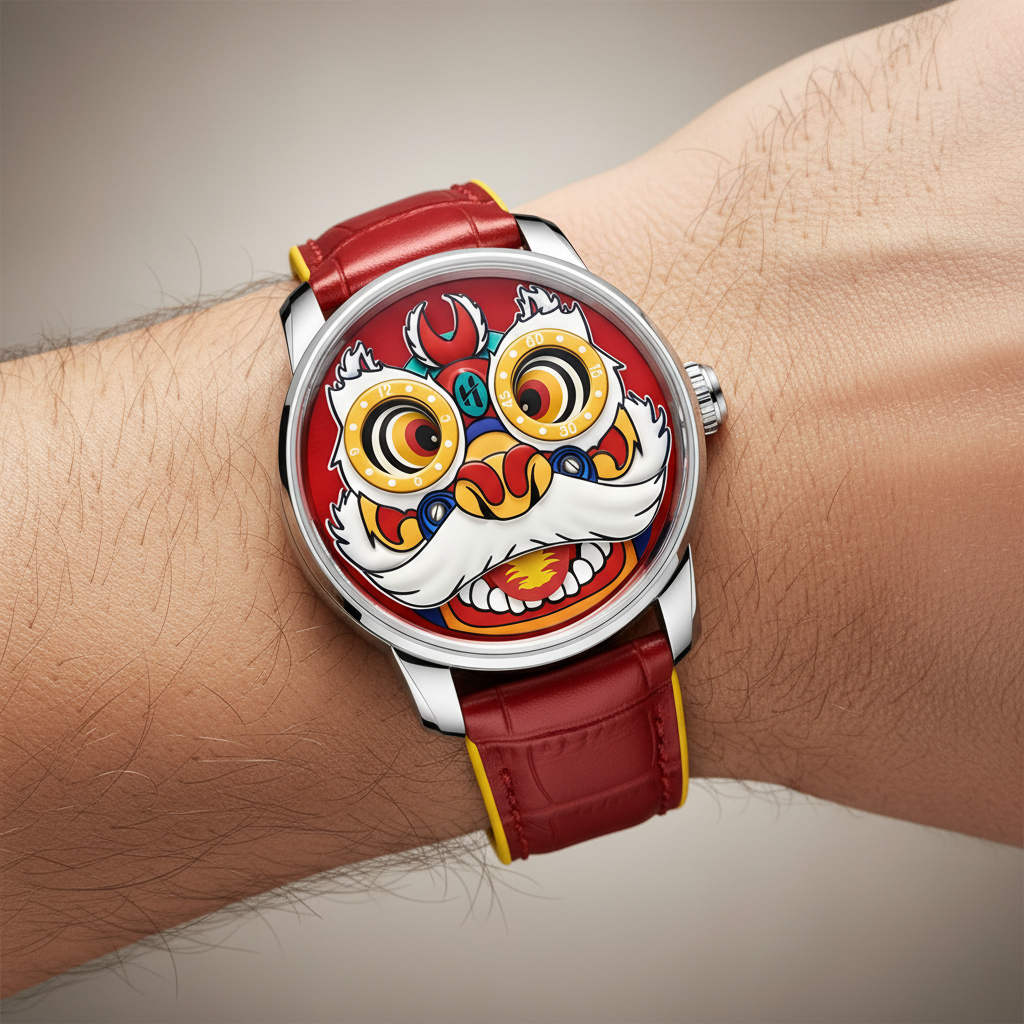 Lucky Harvey ZLS105 - Aut - red watch, on wrist