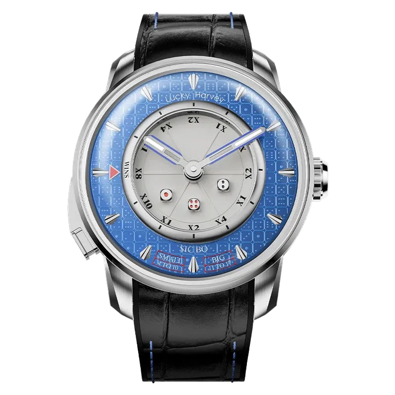 Lucky Harvey - Dice Dial - blue dial, silver case