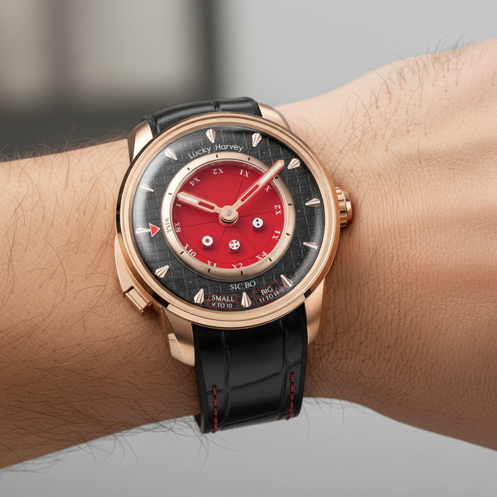 Lucky Harvey - Dice Dial - red dial, on wrist