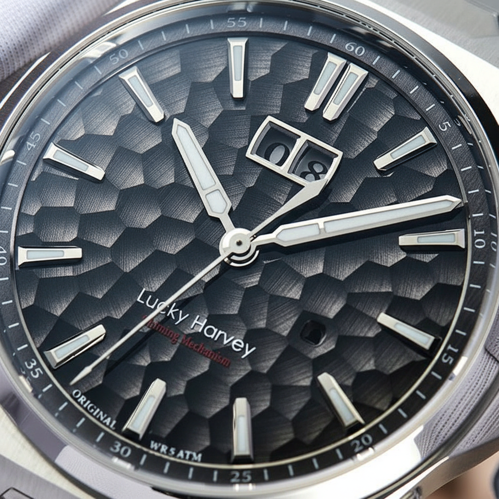 Lucky Harvey Hammered Dia - dial texture, date