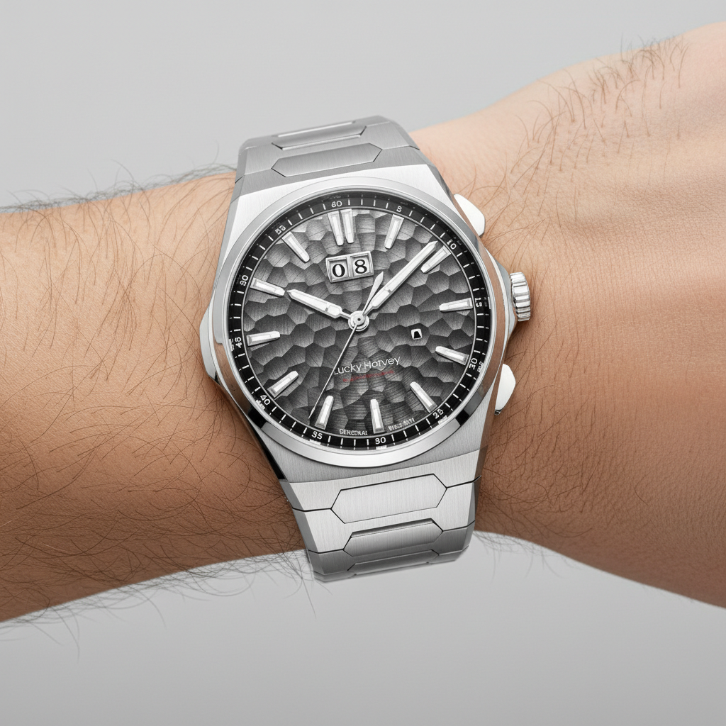 Lucky Harvey Hammered Dia - silver, on wrist