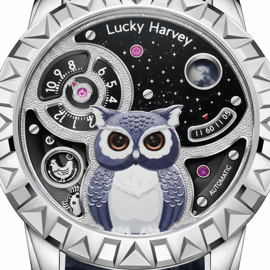 Lucky Harvey ZLS104 - Aut - silver, blue owl, wrist