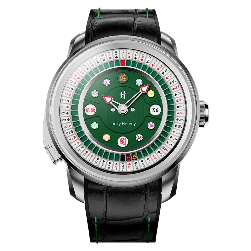 Lucky Harvey Poker Roulet - silver, green dial