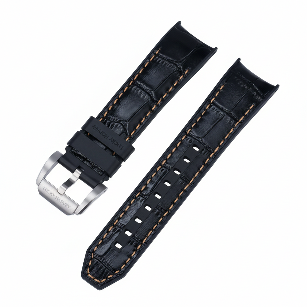 Lucky Harvey San Gong - A - black leather strap, buckle