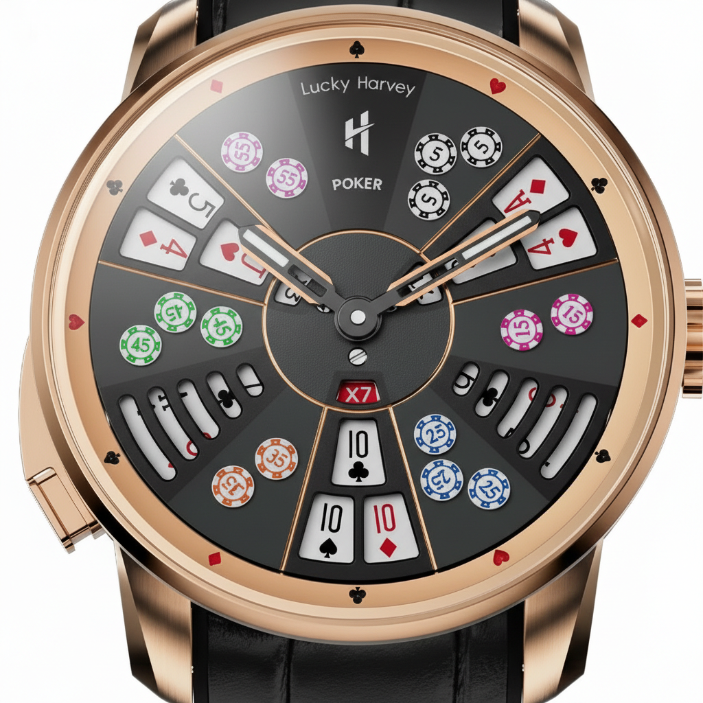 Lucky Harvey San Gong - A - gold, dial close-up