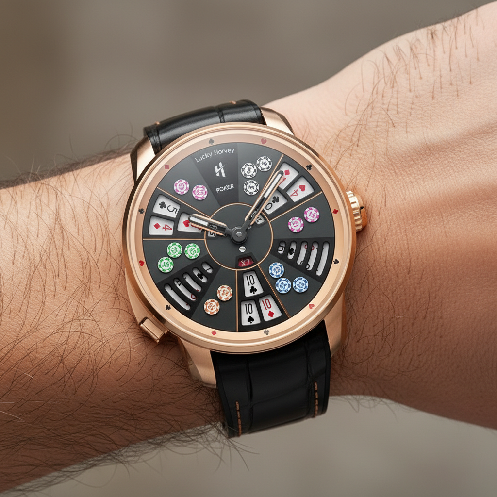 Lucky Harvey San Gong - A - gold watch, worn wrist
