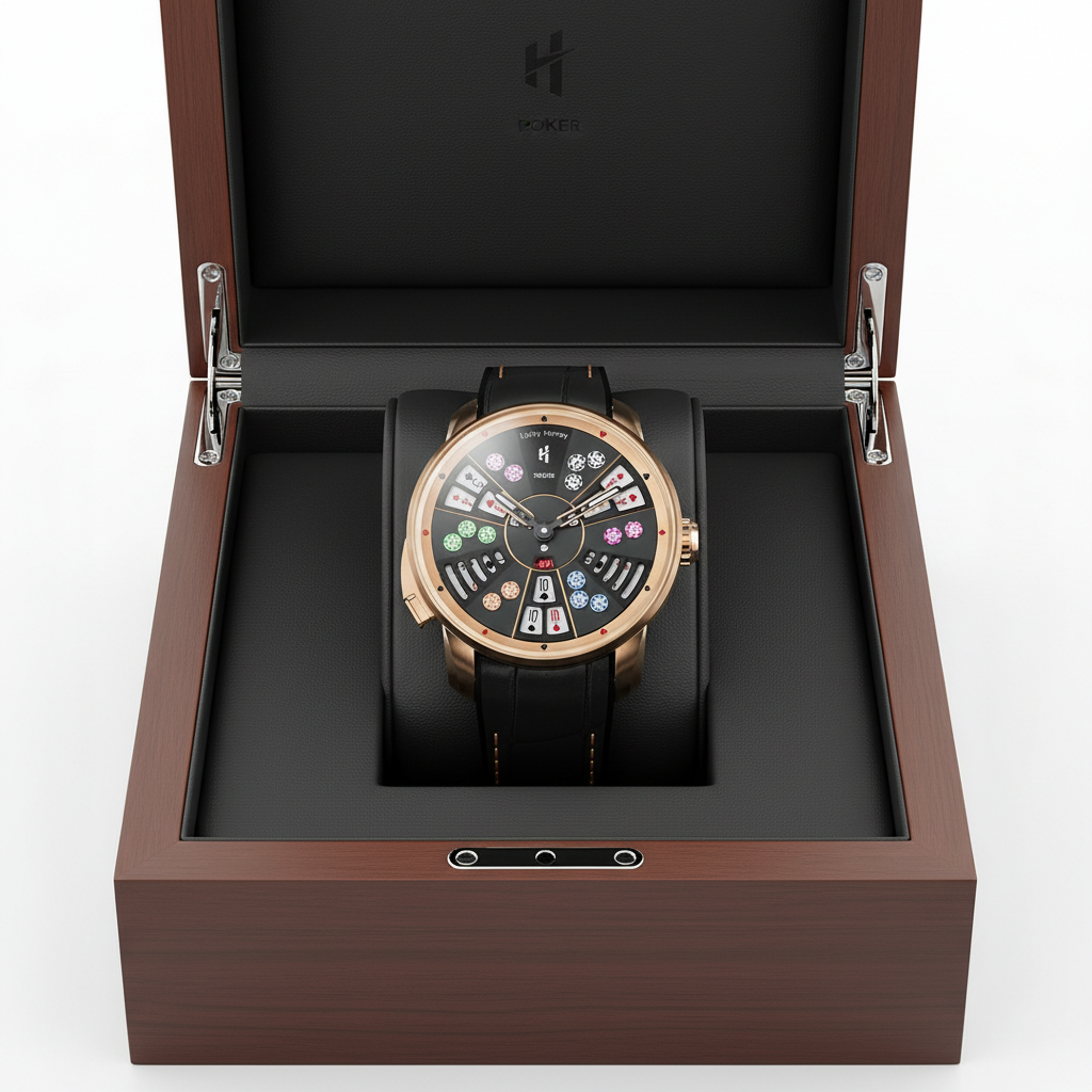 Lucky Harvey San Gong - A - wooden box, watch inside