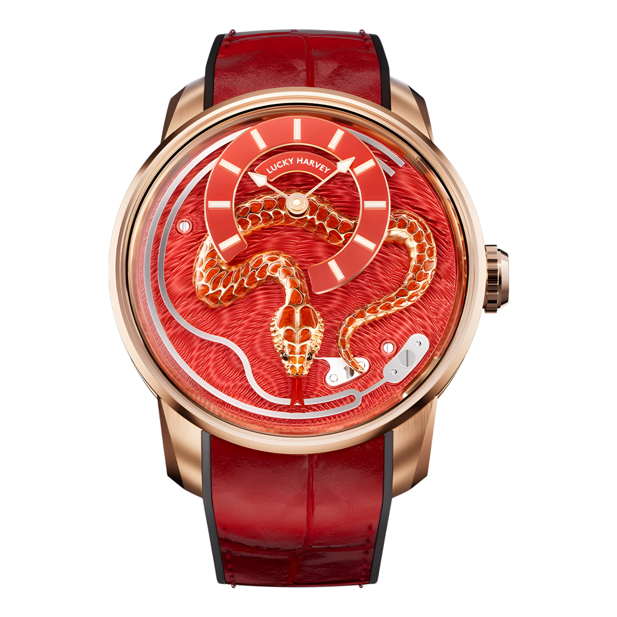 Lucky Harvey ZLS501 - Aut - red dial, golden snake