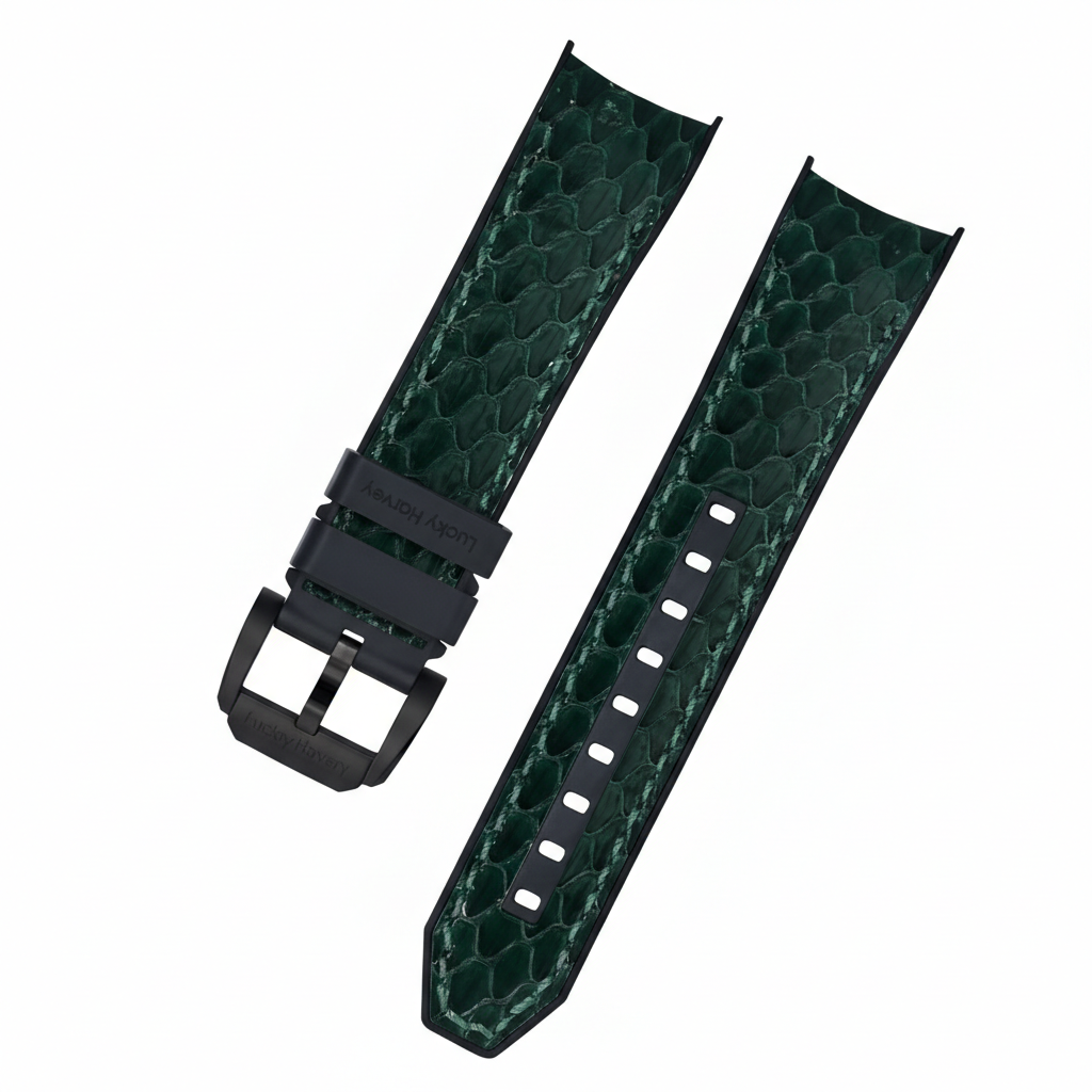 Lucky Harvey 3D Snake - A - green snake strap, buckle
