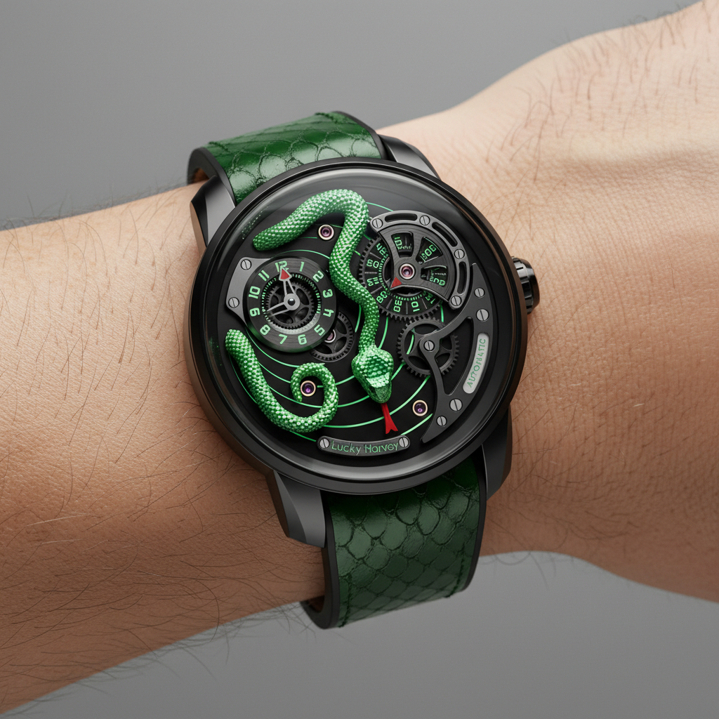 Lucky Harvey 3D Snake - A - green snake watch, wrist