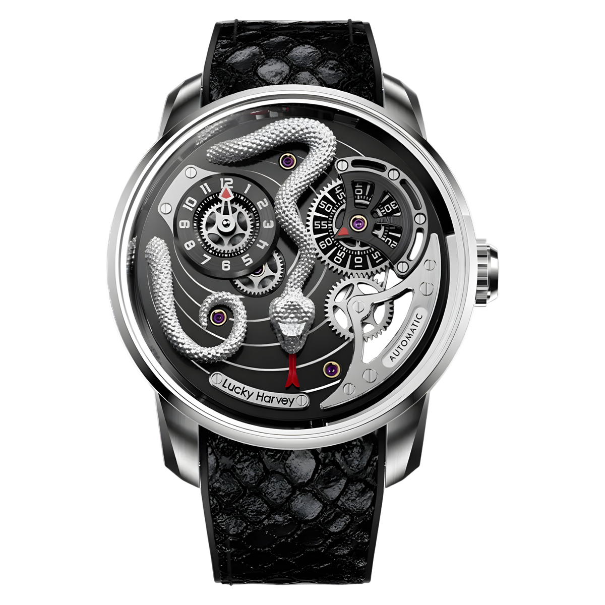 Lucky Harvey 3D Snake - A - silver snake dial, silver case