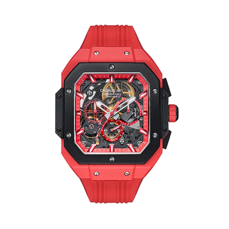 CRONUSART CM025-006 – Men’s Automatic Chronograph Watch Square Carbon Steel Case breitvacher