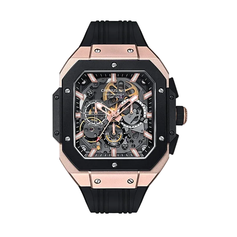 CRONUSART CM025-006 – Men’s Automatic Chronograph Watch Square Carbon Steel Case breitvacher
