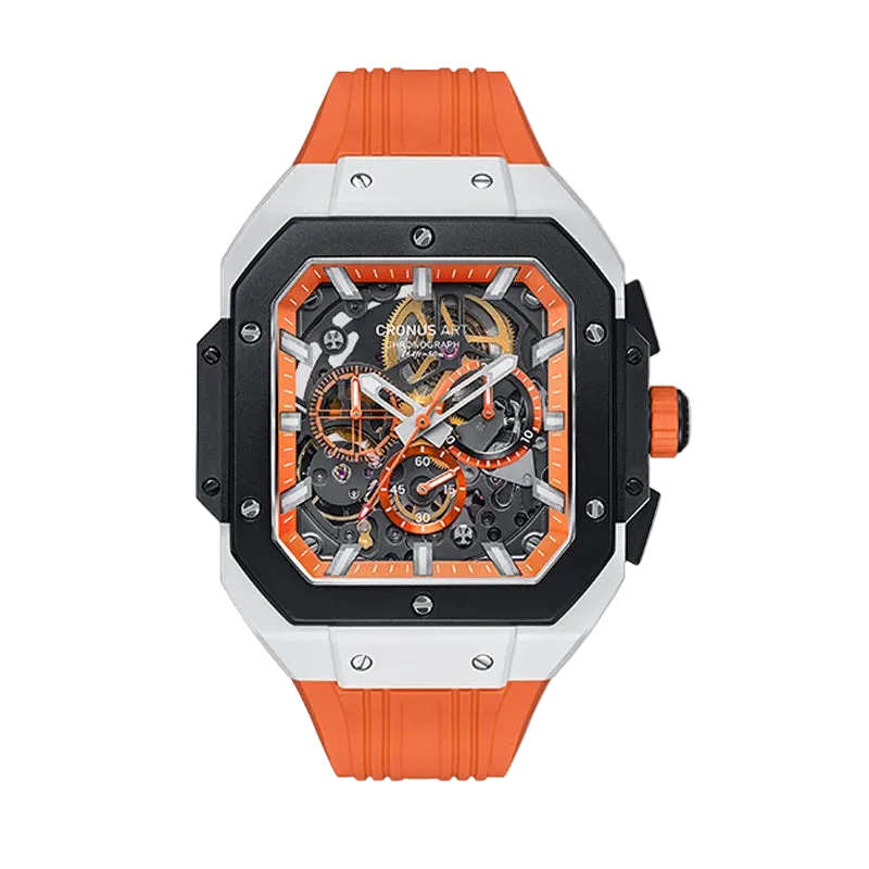 CRONUSART CM025-006 – Men’s Automatic Chronograph Watch Square Carbon Steel Case breitvacher