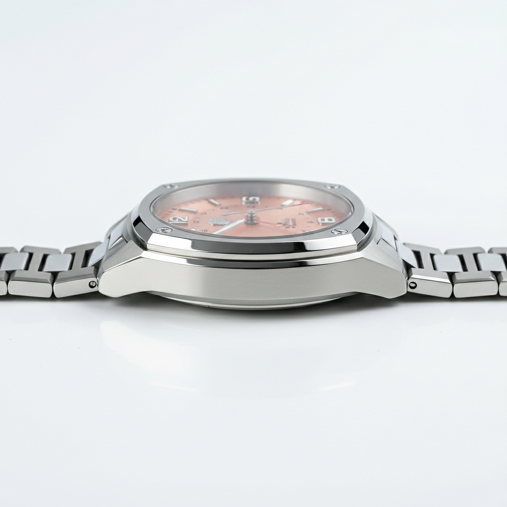 San Martin SN0026G GMT watch side profile showing case thickness and sapphire crystal