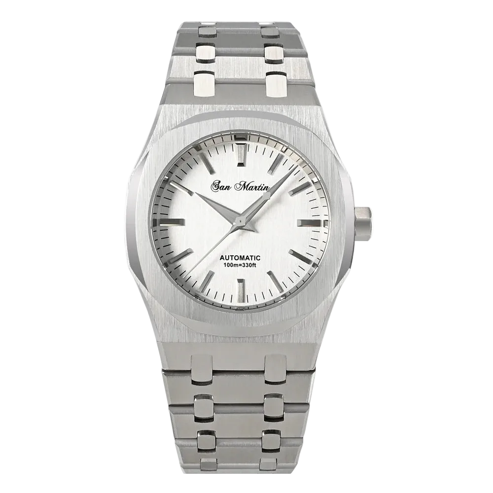 San Martin SN013-G - Oak - white dial, text logo