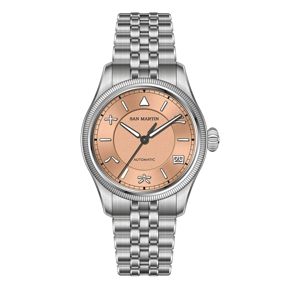 San Martin SN0033 - Pilot - salmon dial, full shot