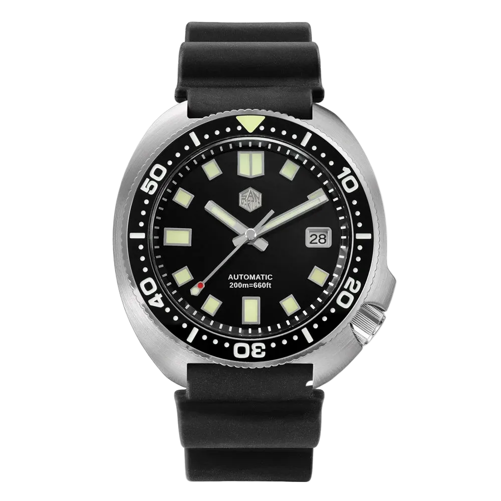 San Martin SN0047BG - Black Dial, Black Rubber Strap