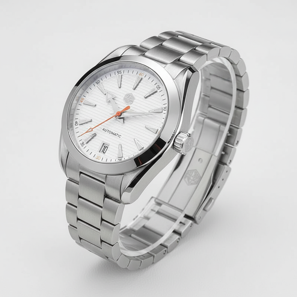 San Martin SN0113W - Men' - white dial three quarter view