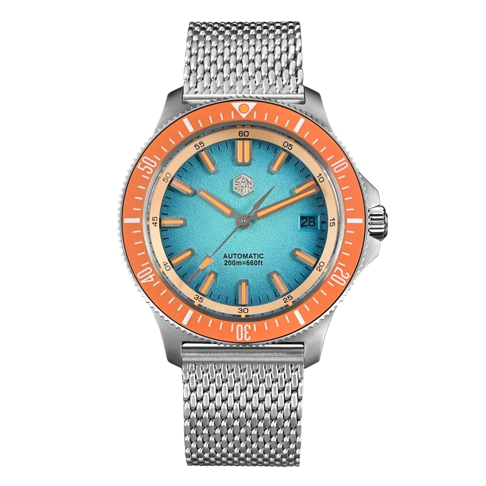 San Martin SN0118G - Automatic Dive Watch - orange blue dial