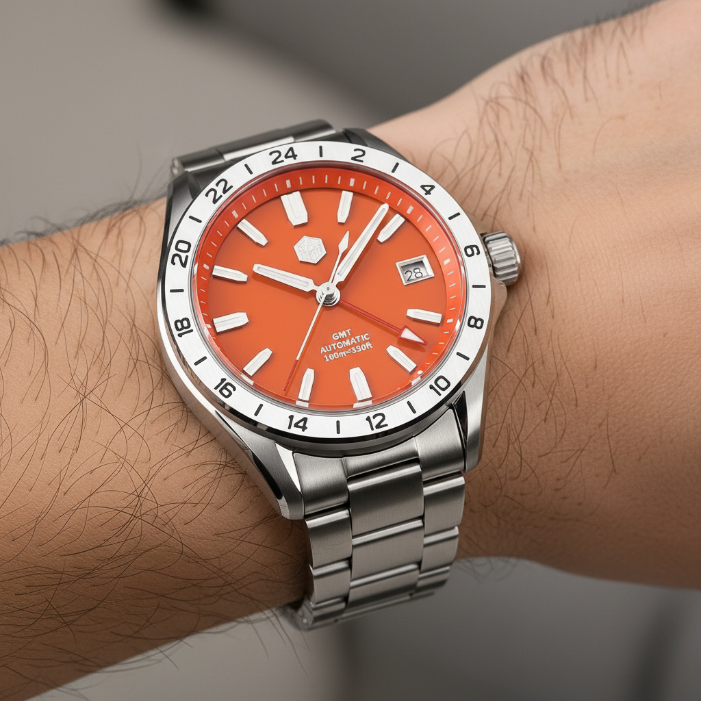 San Martin SN0129-G-B - GMT Automatic Watch with Marble Dial breitvacher
