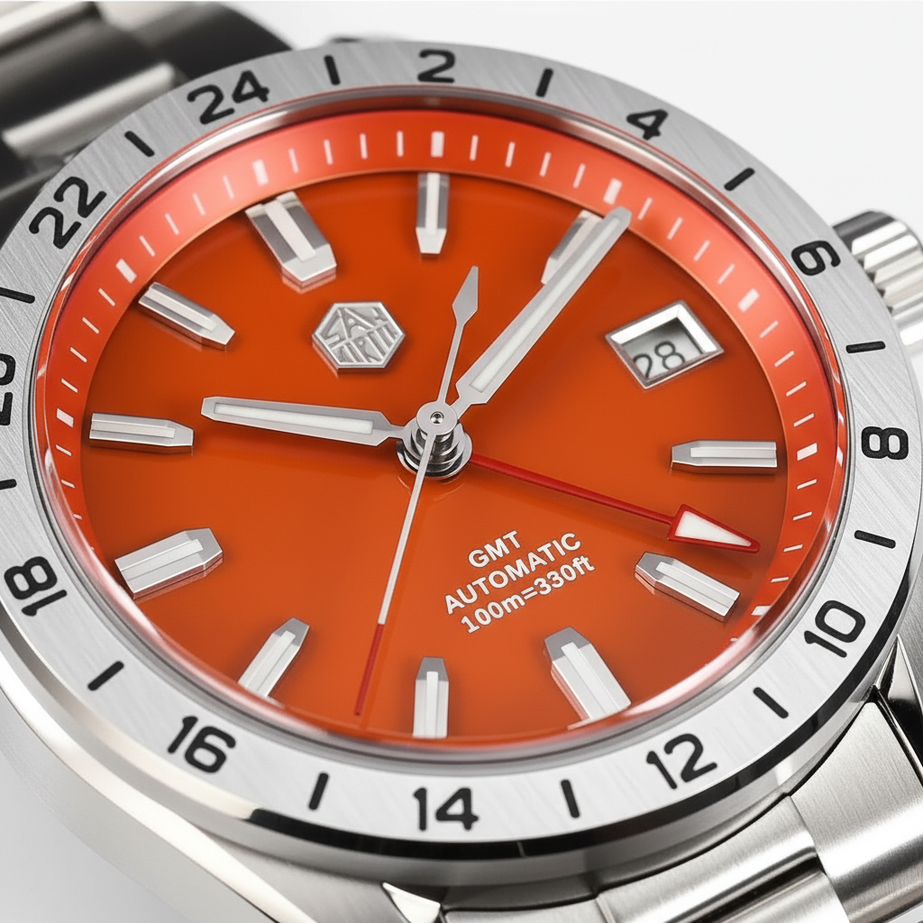 San Martin SN0129-G-B - GMT Automatic Watch with Marble Dial breitvacher