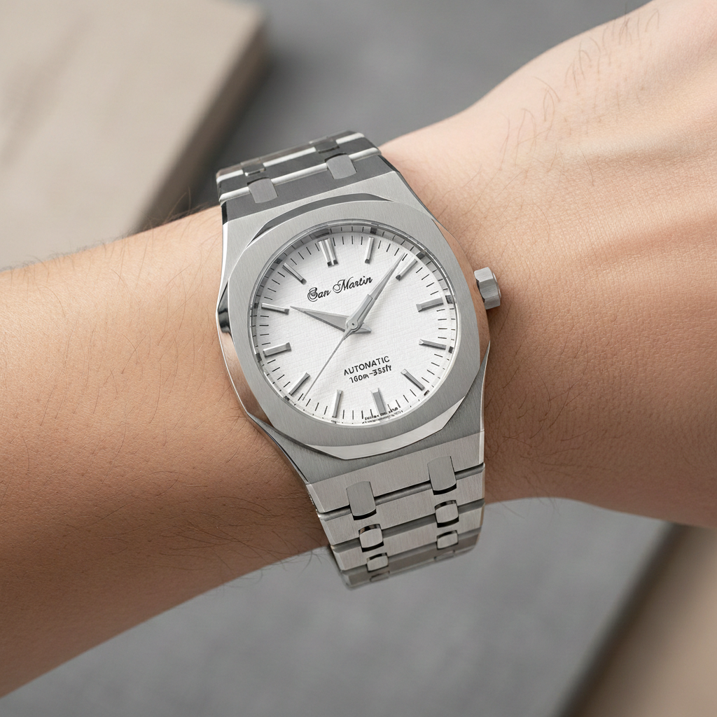 San Martin SN013-G - Oak - white dial, shield logo