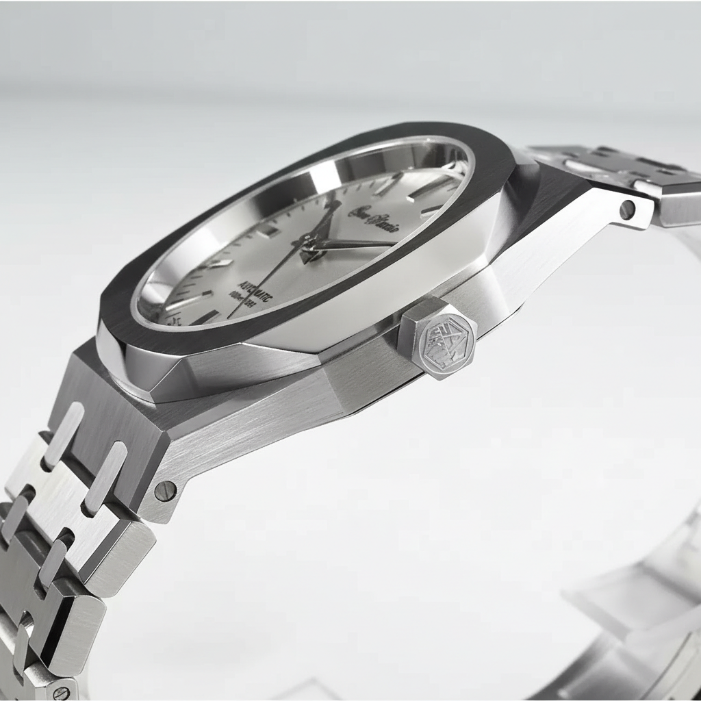 San Martin SN013-G - Oak - on wrist, text logo