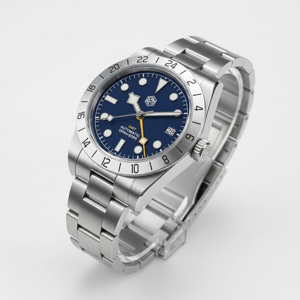 San Martin SN0134 - GMT A - blue dial angled
