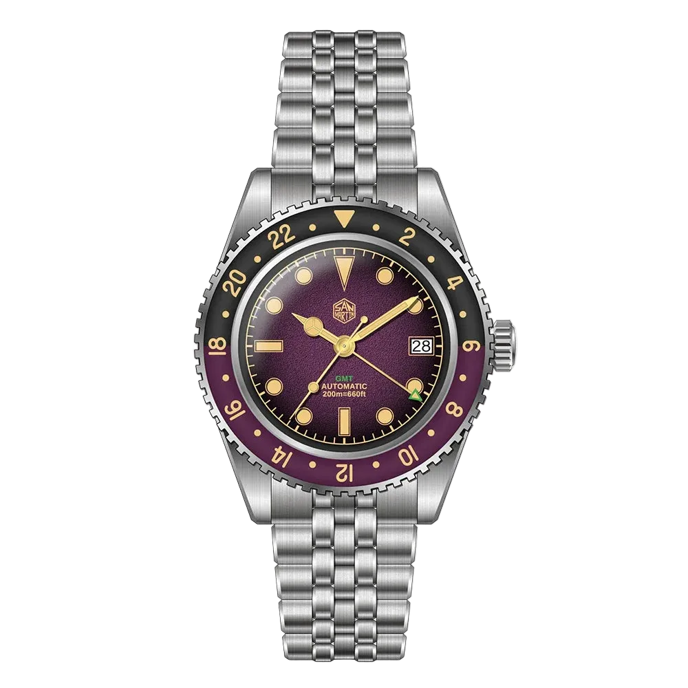 San Martin SN0134 - GMT A - aged aesthetic, leather strap