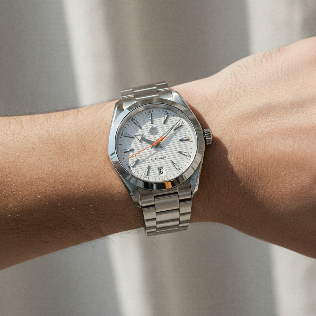 San Martin SN0113W - Men' - white dial on wrist