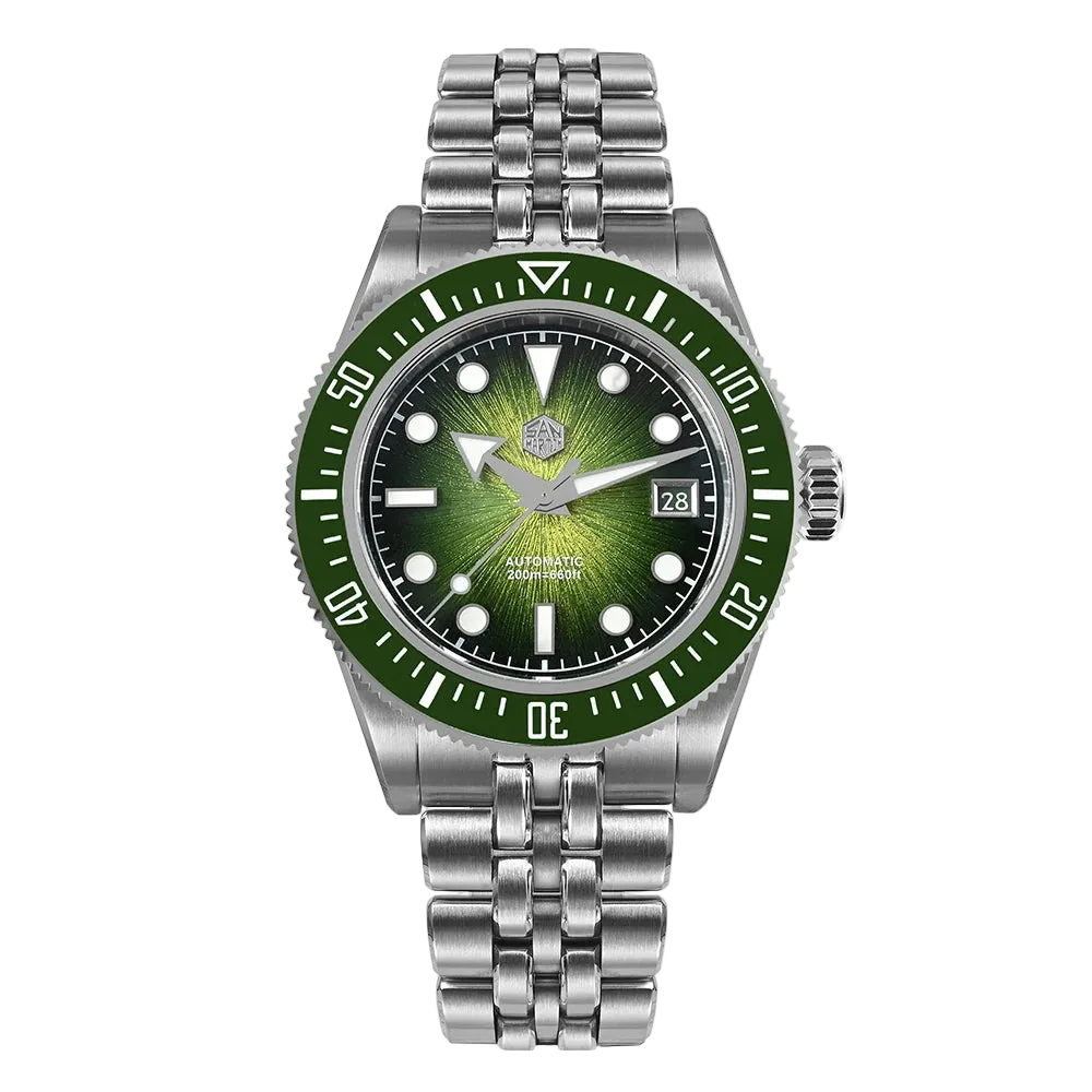 San Martin dive watch Ocean Radiance green enamel dial with ceramic bezel 200M waterproof