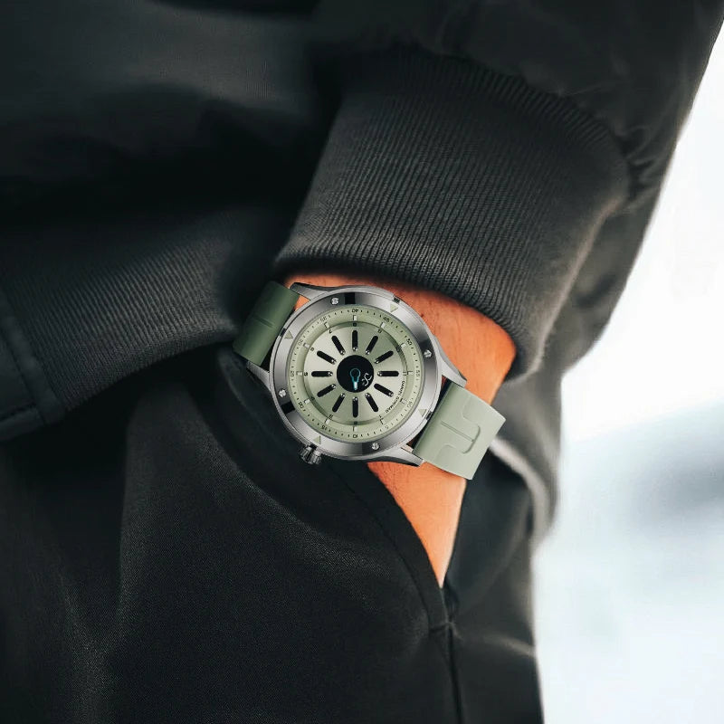 Daniel Gorman DG0120 - Me - wrist, sage strap, silver