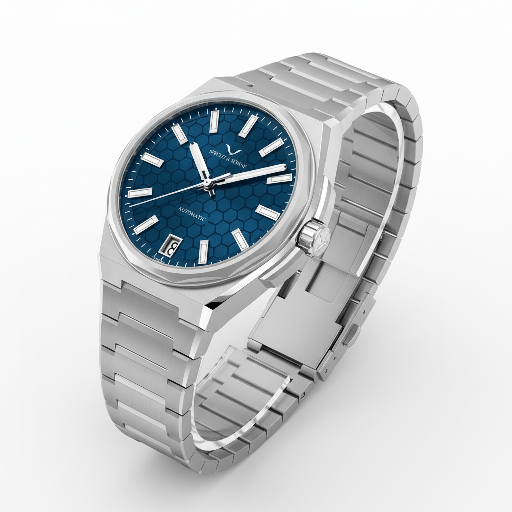 Specht & Söhne SP-Defy - M - angled view, steel bracelet