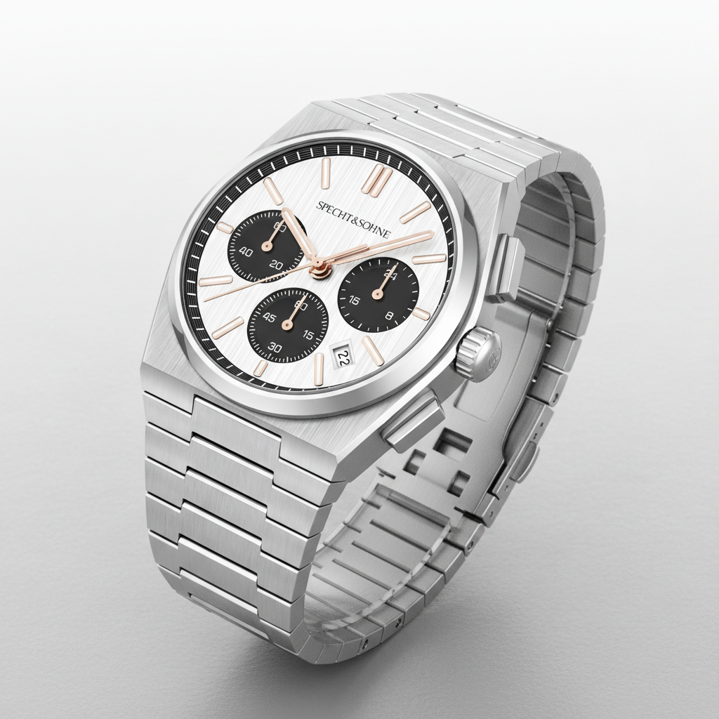 Specht & Söhne SP0005 - M - angled, white dial, bracelet