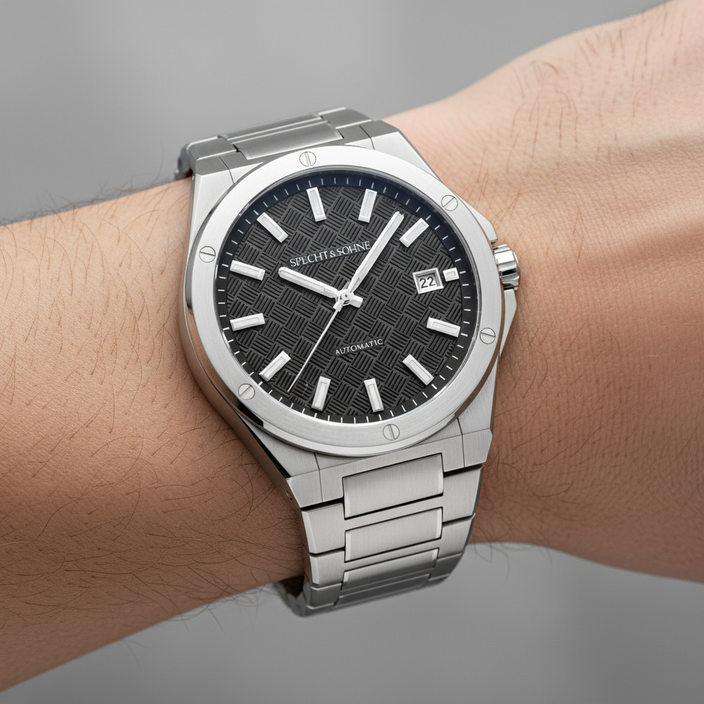 Specht & Söhne SP0012 - M - on wrist, grey background