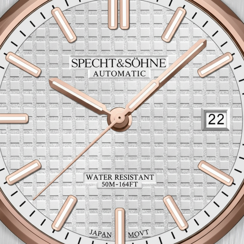 Specht & Söhne SP0014 - A - white dial, close-up