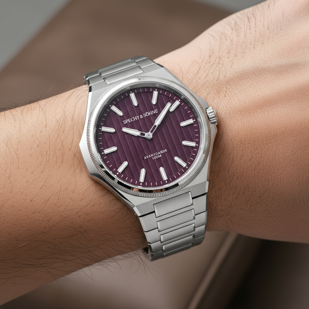 Specht & Söhne SP0027 - M - plum dial, on wrist