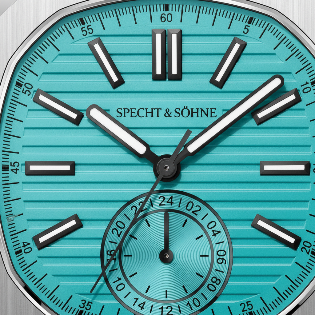 Specht & Söhne SP-5980 - - close-up turquoise dial