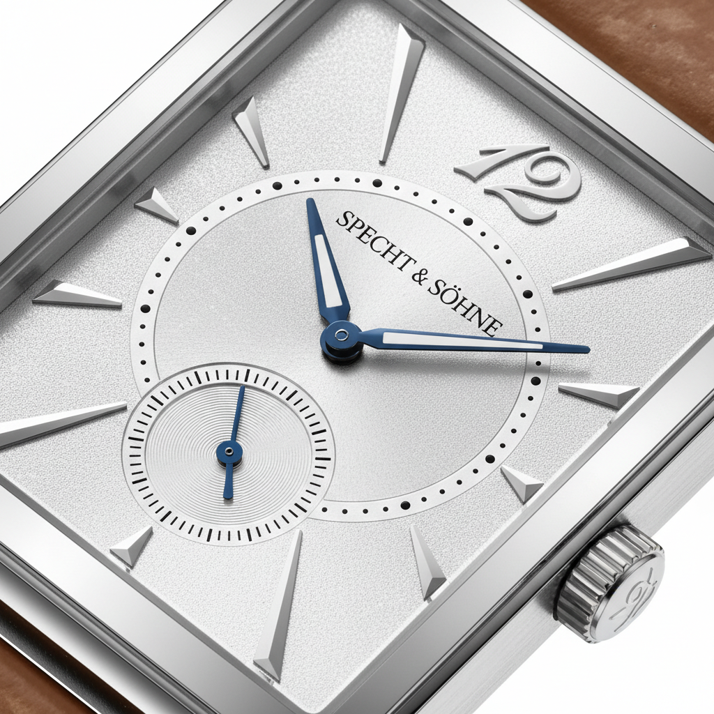 Specht & Söhne SP-TANK - - dial closeup, textured silver
